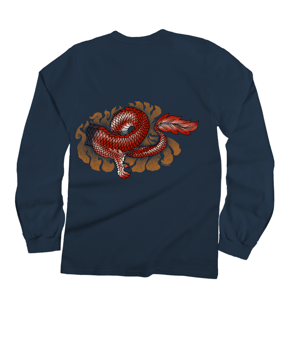 Dragon Summit - Navy Long Sleeve Crewneck T-Shirt