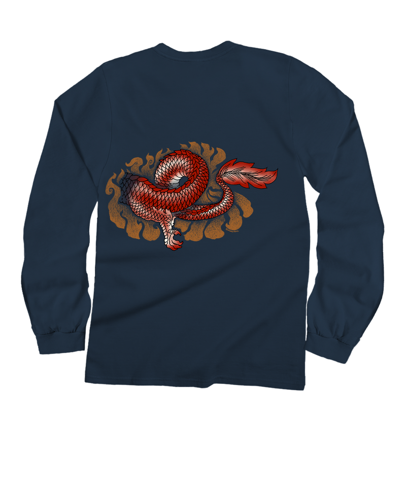 Dragon Summit - Navy Long Sleeve Crewneck T-Shirt