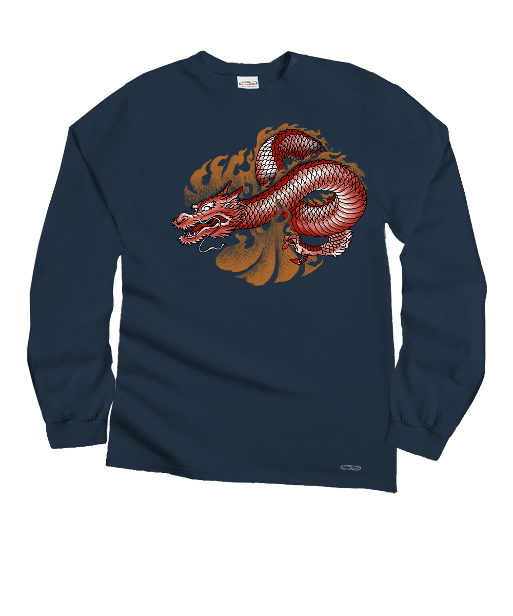 Dragon Summit - Navy Long Sleeve Crewneck T-Shirt