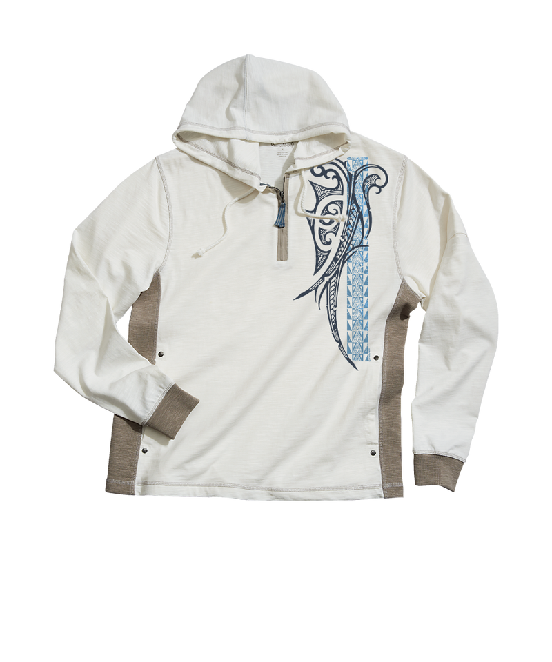 Alii Guard - Natural/Gray Long Sleeve Longboard Hooded Tee