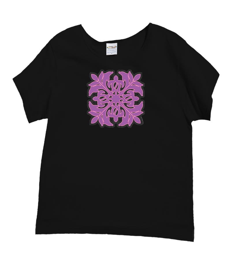 Moana Quilt - Black Short Sleeve Scoop Neck T-Shirt