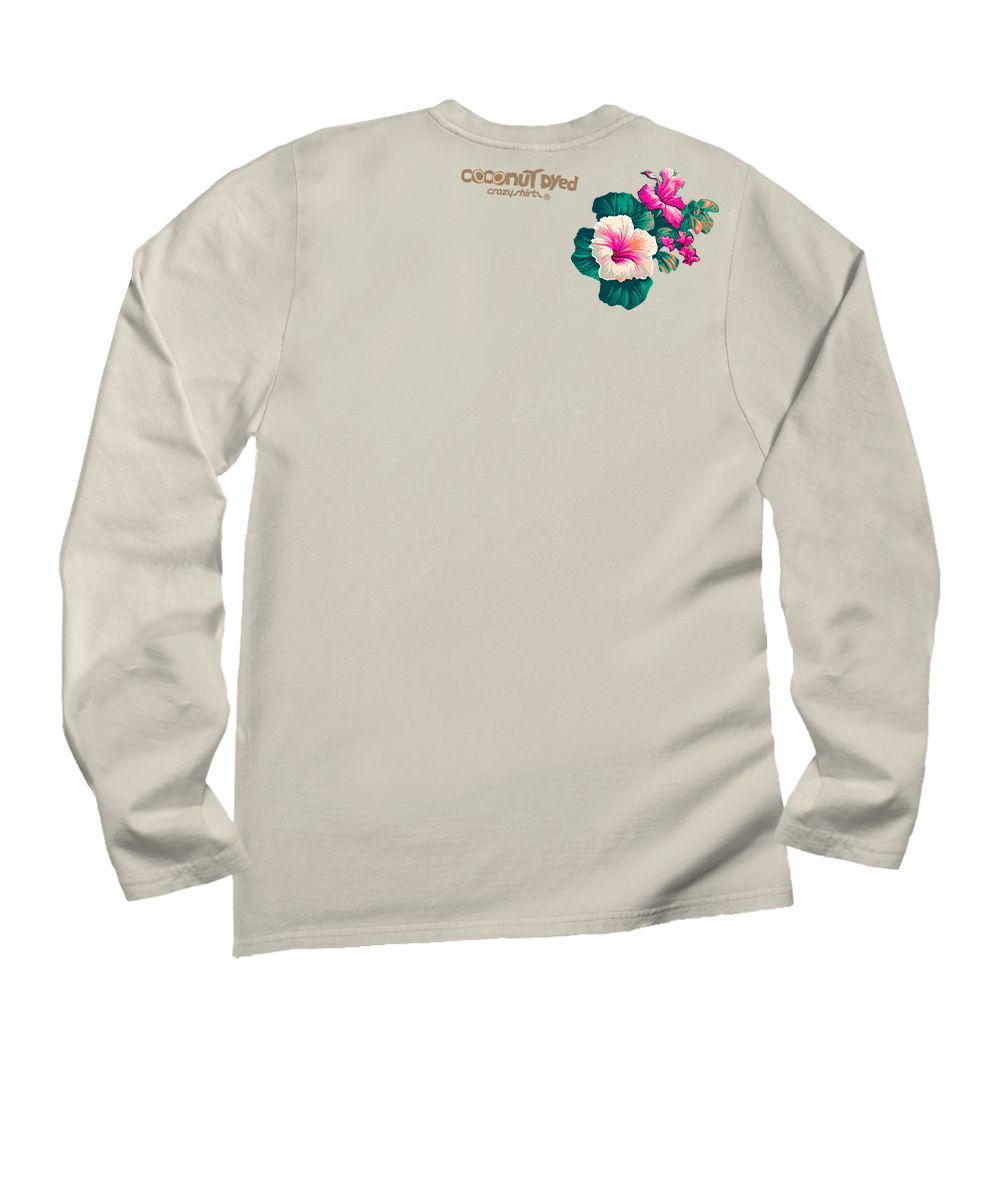 Pacific In Bloom - Coconut Dyed Long Sleeve Crewneck T-Shirt