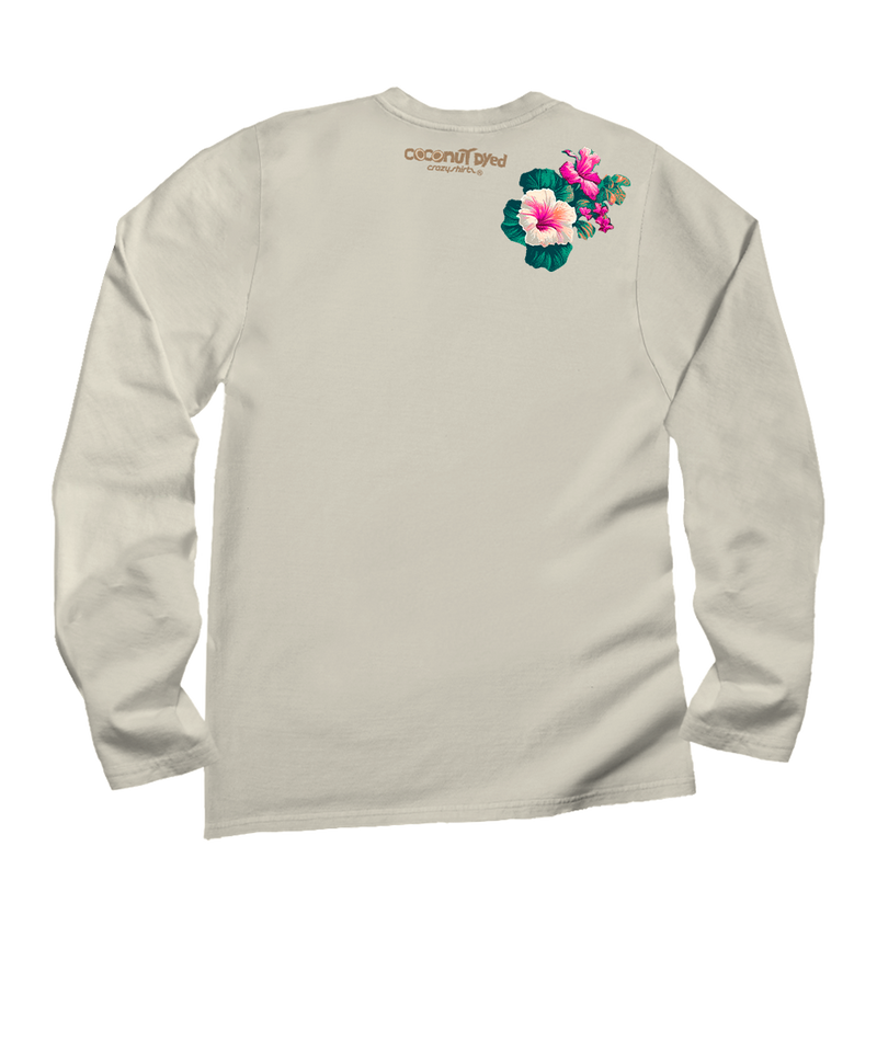 Pacific In Bloom - Coconut Dyed Long Sleeve Crewneck T-Shirt