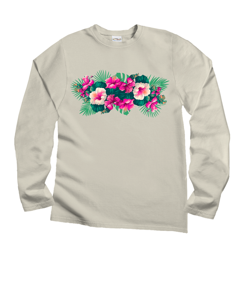Pacific In Bloom - Coconut Dyed Long Sleeve Crewneck T-Shirt