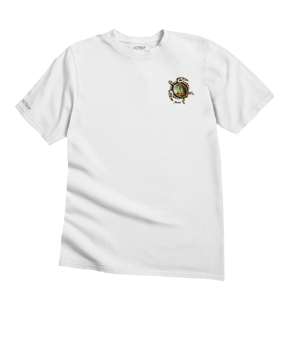 Tribal Island Honu - White Short Sleeve Crewneck T-Shirt