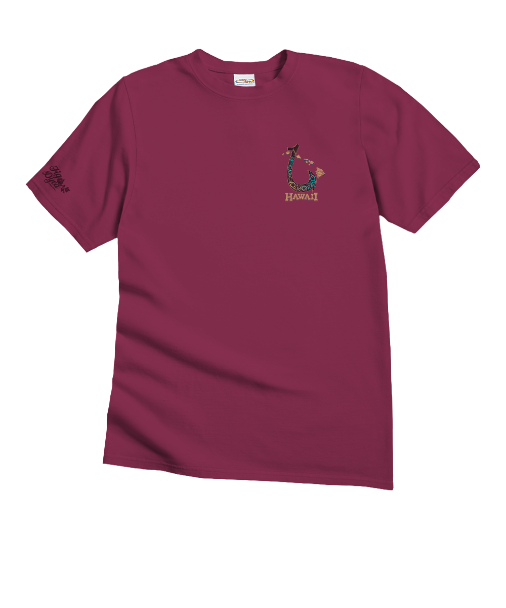 Hawaiian Fish Hook - Fig Dyed Short Sleeve Crewneck T-Shirt