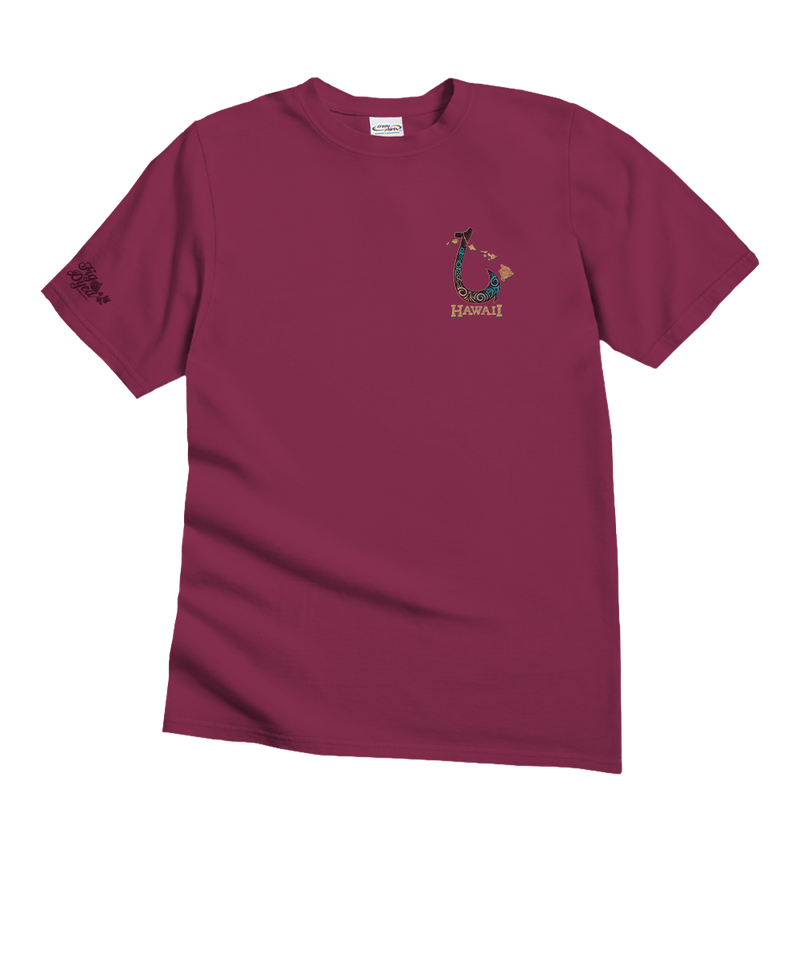 Hawaiian Fish Hook - Fig Dyed Short Sleeve Crewneck T-Shirt