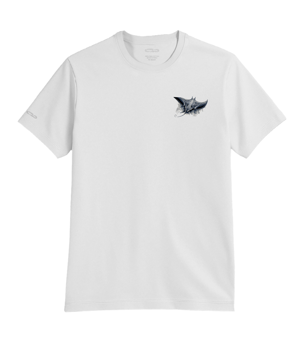 Tribal Manta Ray - White Short Sleeve Pima T-Shirt