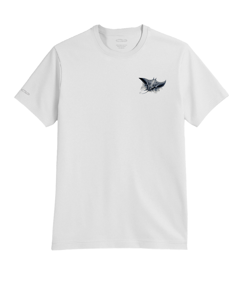 Tribal Manta Ray - White Short Sleeve Pima T-Shirt