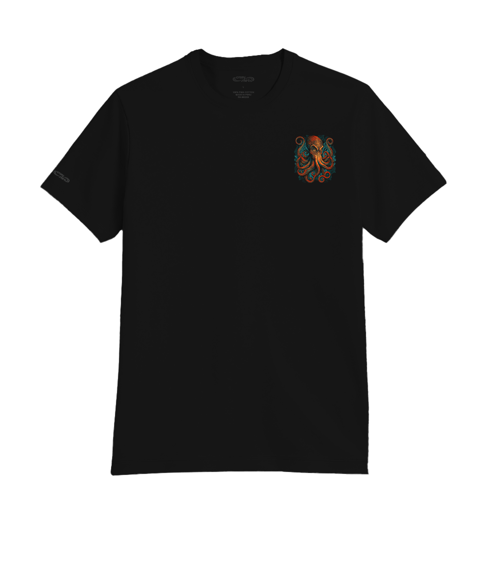 Tribal Octopus - Jet Black Short Sleeve Pima T-Shirt