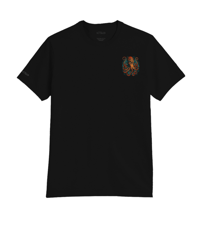 Tribal Octopus - Jet Black Short Sleeve Pima T-Shirt