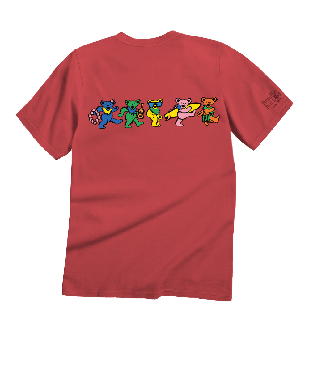 Grateful Dead Hula Bears T-Shirt | Men's Paradise Red Dyed M Grateful Dead Hula Bears T-Shirt | Men's Paradise Red Dyed M
