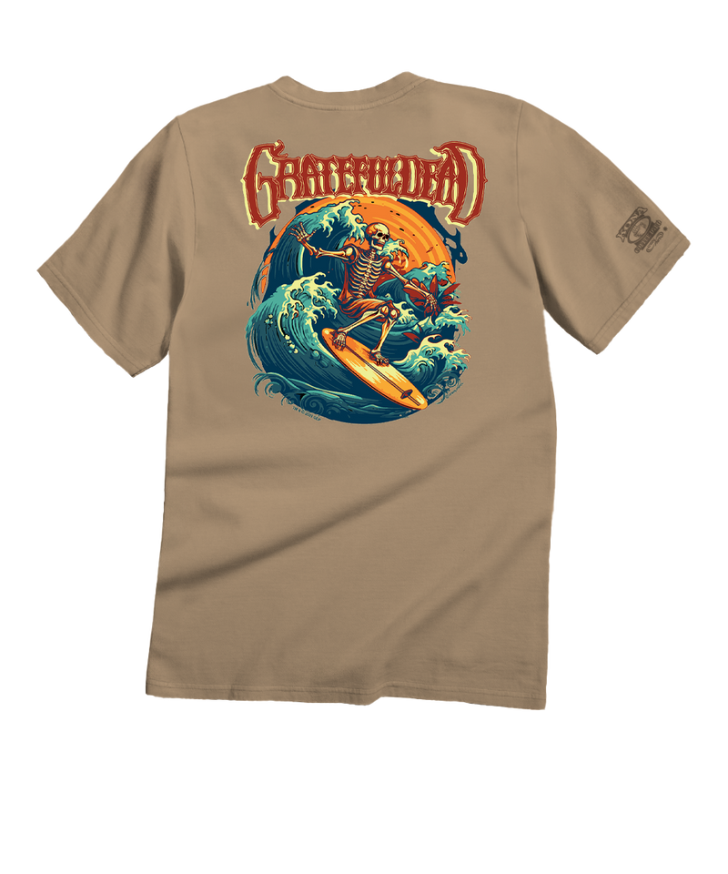Grateful Dead Surfs Up - Kona Coffee Dyed Short Sleeve Crewneck T-Shirt