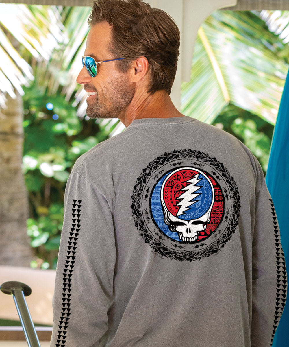 Grateful Dead Tribal Circle - Crater Dyed® Long Sleeve Crewneck T-Shirt