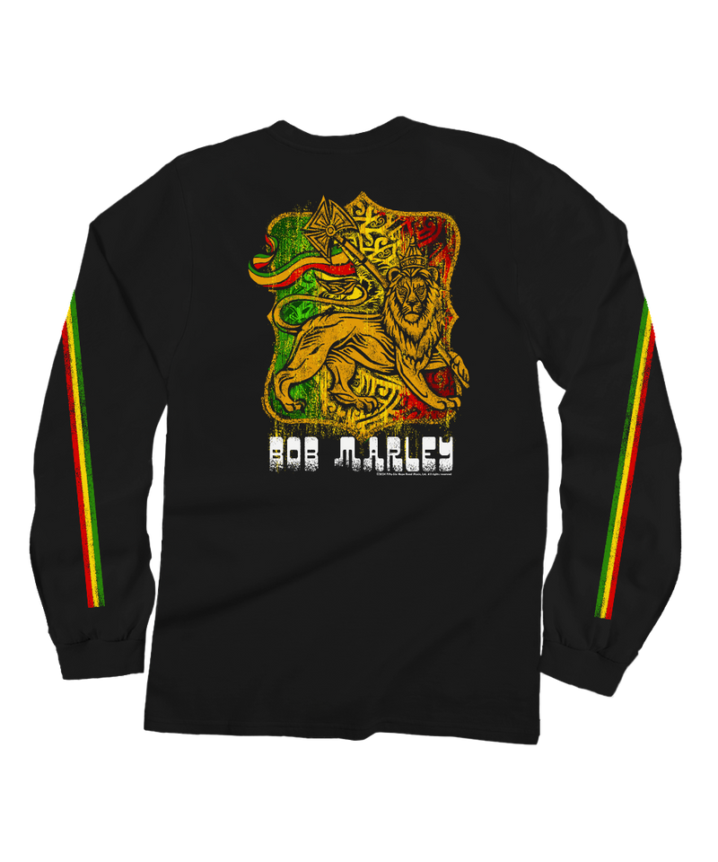 Bob Marley Lion Of Judah - Black Long Sleeve Crewneck T-Shirt