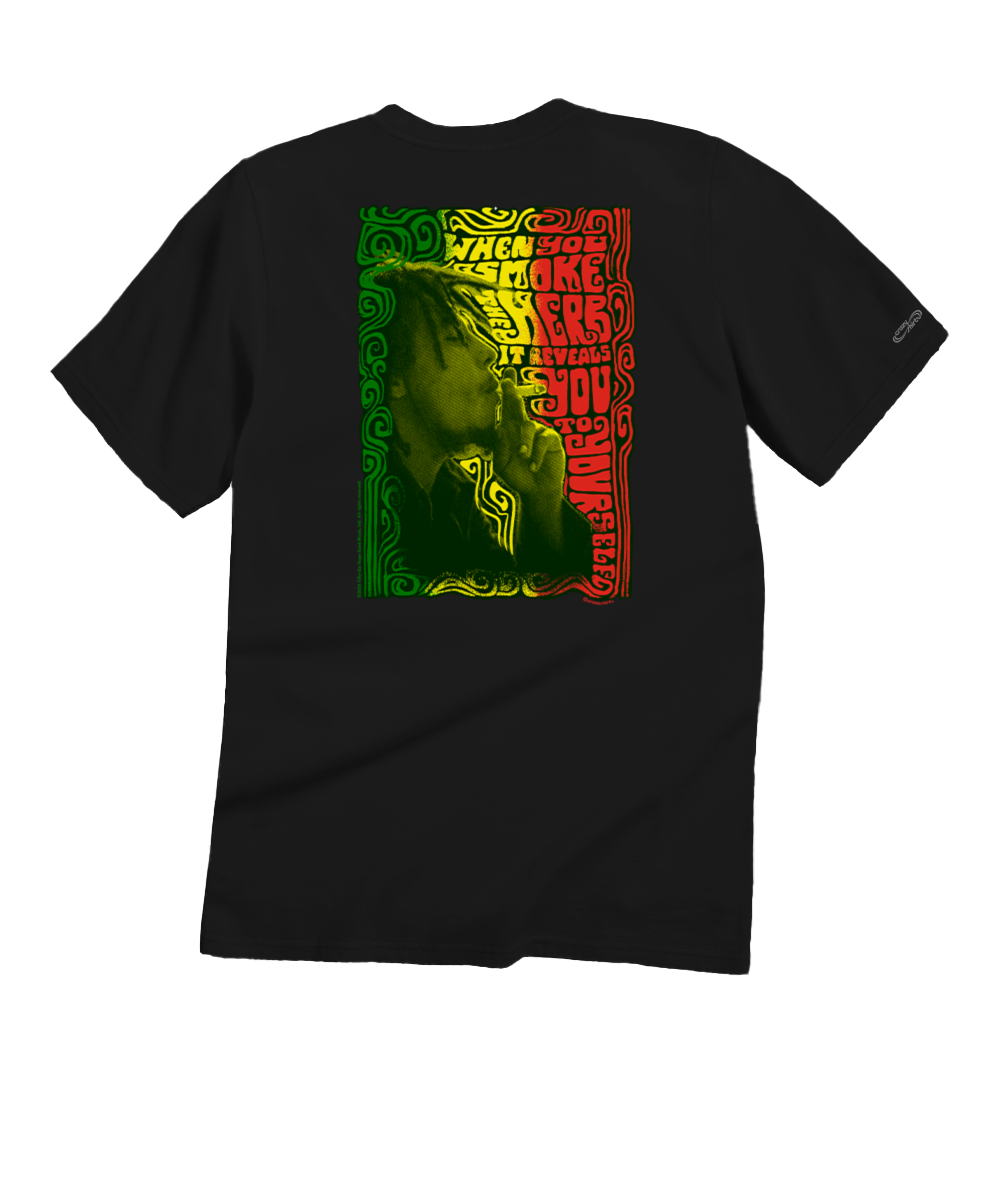 Bob Marley Smoke The Herb - Black Short Sleeve Crewneck T-Shirt