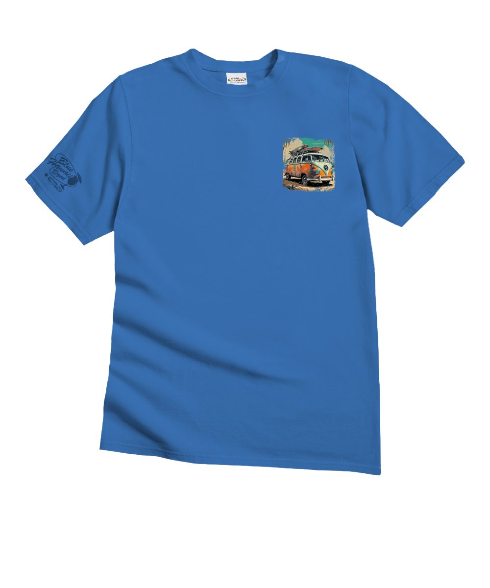 Volkswagen Surf Bus - Blue Hawaii Dyed Short Sleeve Crewneck T-Shirt