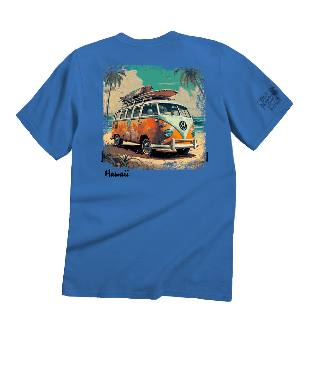 Volkswagen Surf Bus - Blue Hawaii Dyed Short Sleeve Crewneck T-Shirt