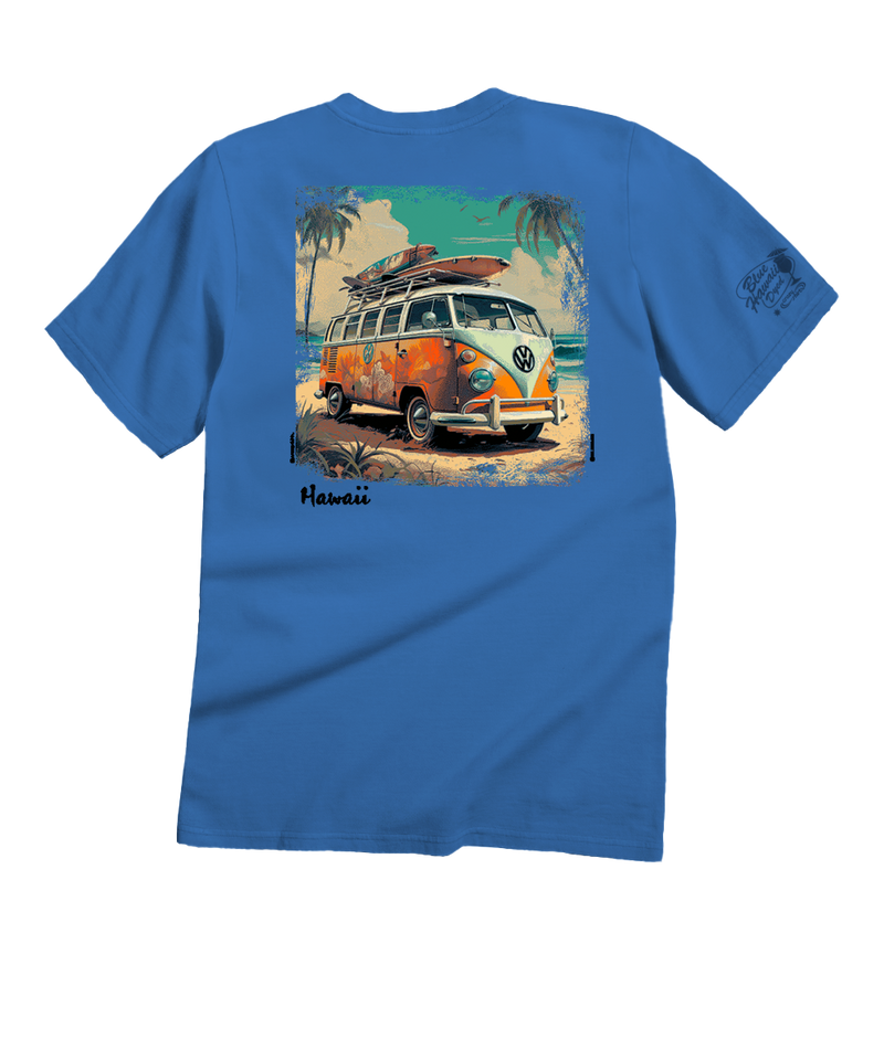 Volkswagen Surf Bus - Blue Hawaii Dyed Short Sleeve Crewneck T-Shirt