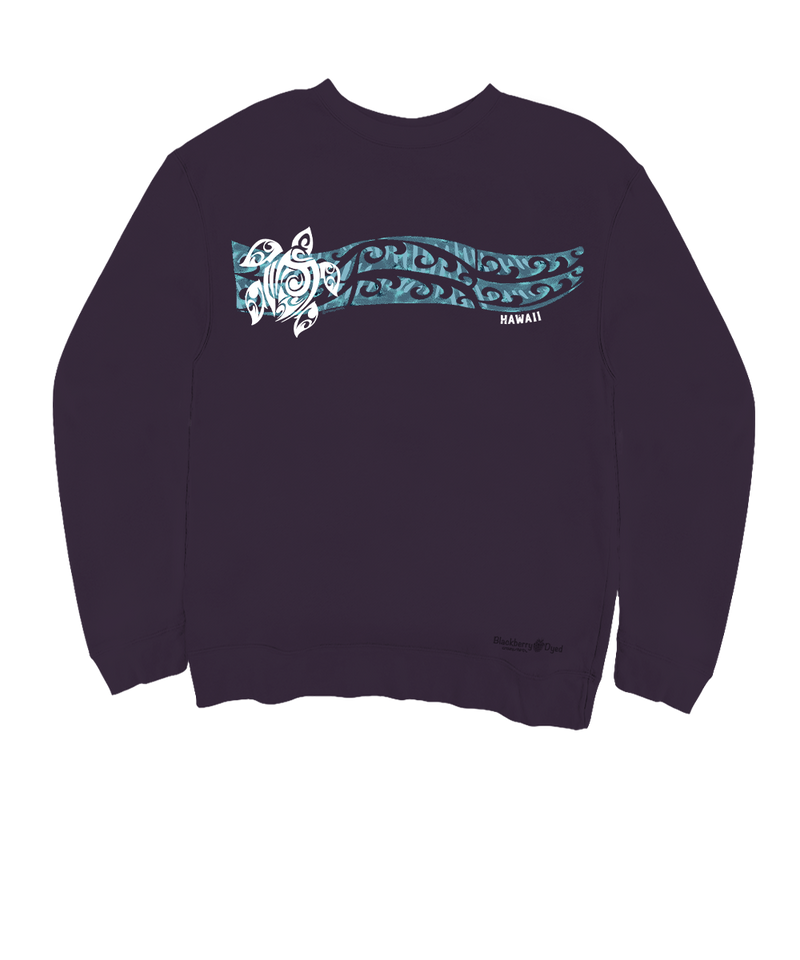 Honu Wave Tattoo - Blackberry Dyed Long Sleeve Sweatshirt