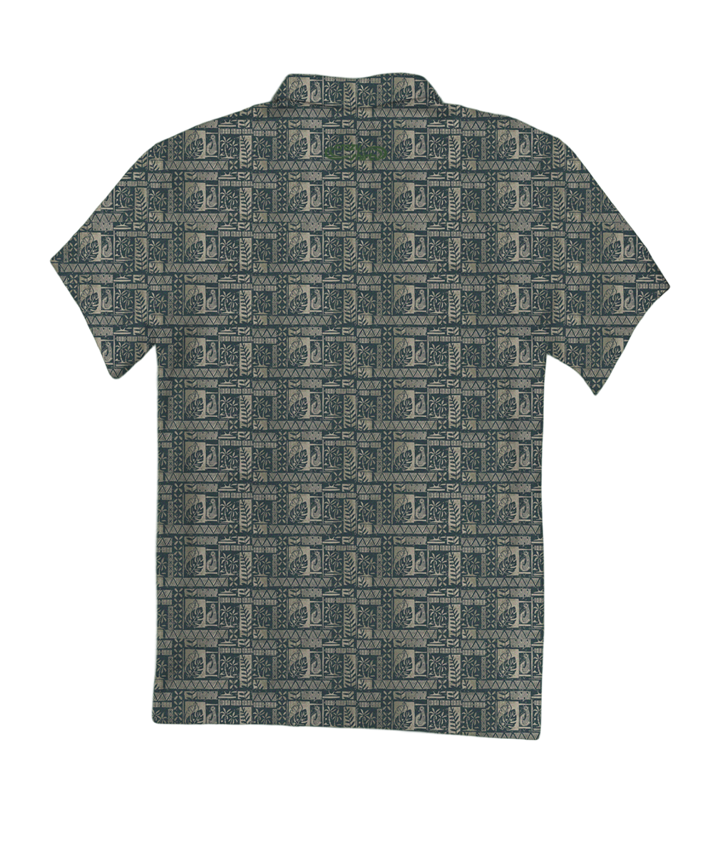 Island Movement - Hunter Green Short Sleeve Hawaiian Polo Shirt