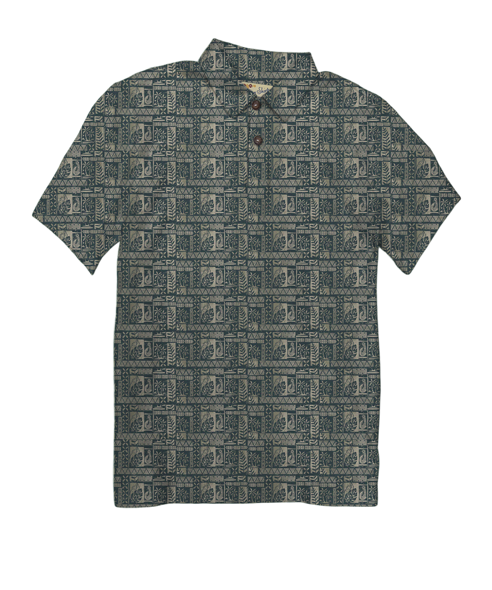 Island Movement - Hunter Green Short Sleeve Hawaiian Polo Shirt