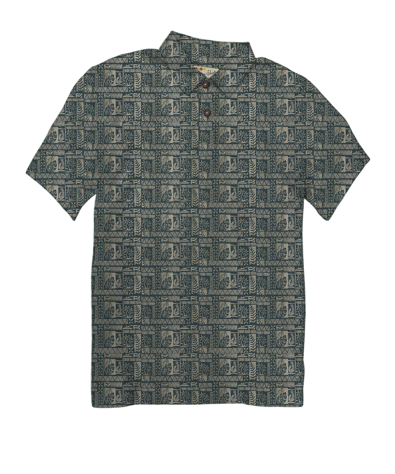 Island Movement - Hunter Green Short Sleeve Hawaiian Polo Shirt