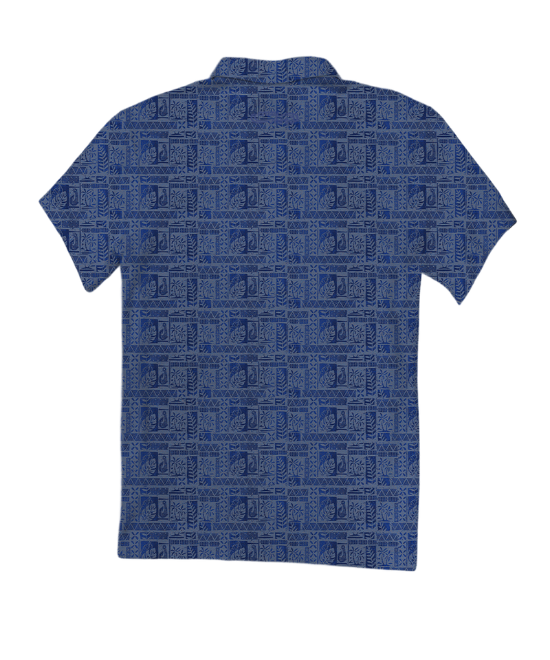 Island Movement - Blue Short Sleeve Hawaiian Polo Shirt