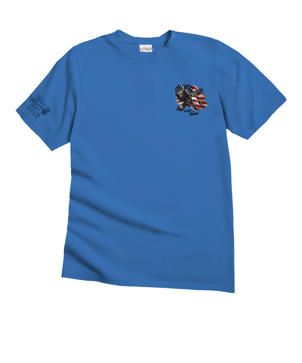 Brave Eagle Flag - Blue Hawaii Dyed Short Sleeve Crewneck T-Shirt