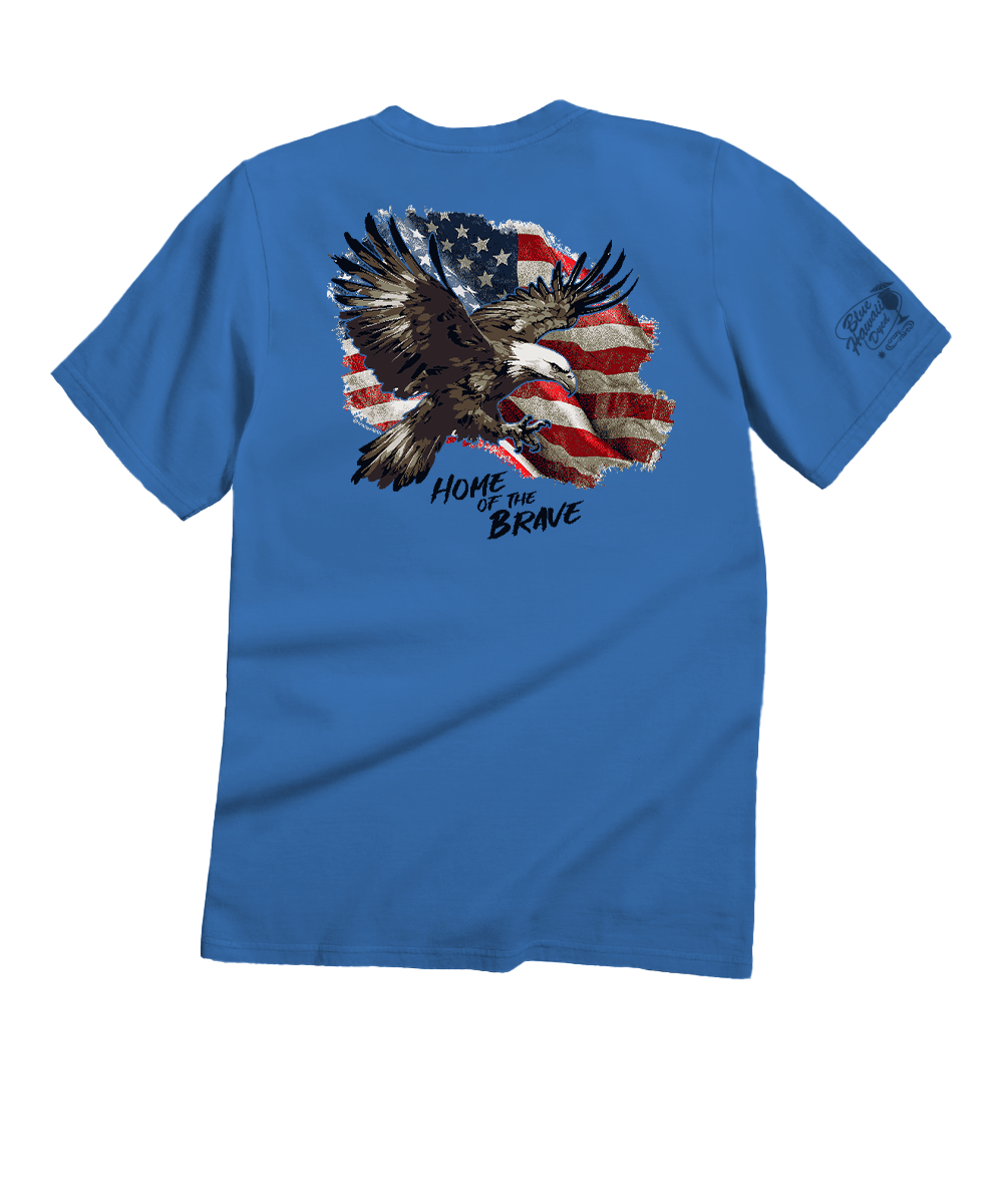 Brave Eagle Flag - Blue Hawaii Dyed Short Sleeve Crewneck T-Shirt