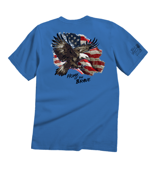 Brave Eagle Flag T-Shirt Men's Blue Hawaii Dyed Crewneck