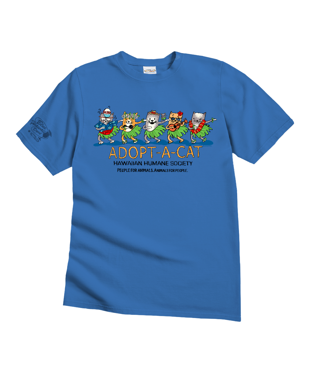 Hawaiian Humane Society Meow Halau - Blue Hawaii Dyed Short Sleeve Crewneck T-Shirt