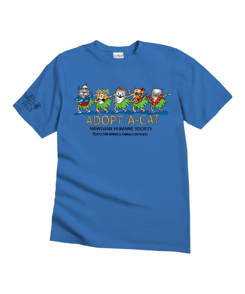 Hawaiian Humane Society Meow Halau - Blue Hawaii Dyed Short Sleeve Crewneck T-Shirt