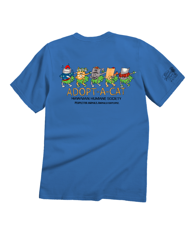 Hawaiian Humane Society Meow Halau - Blue Hawaii Dyed Short Sleeve Crewneck T-Shirt