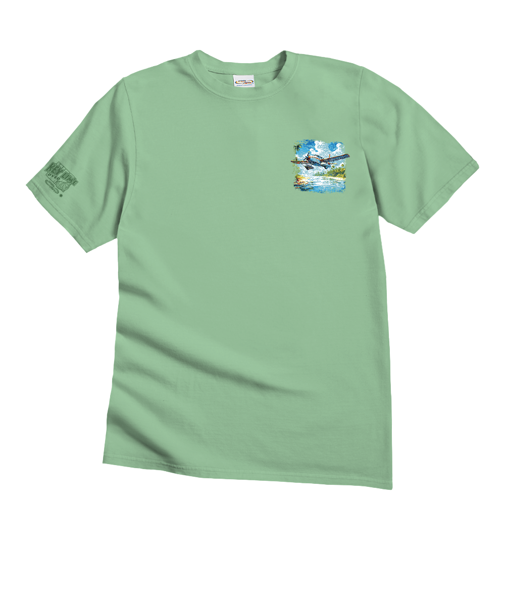 Tropical Seaplane - Key Lime Dyed Short Sleeve Crewneck T-Shirt