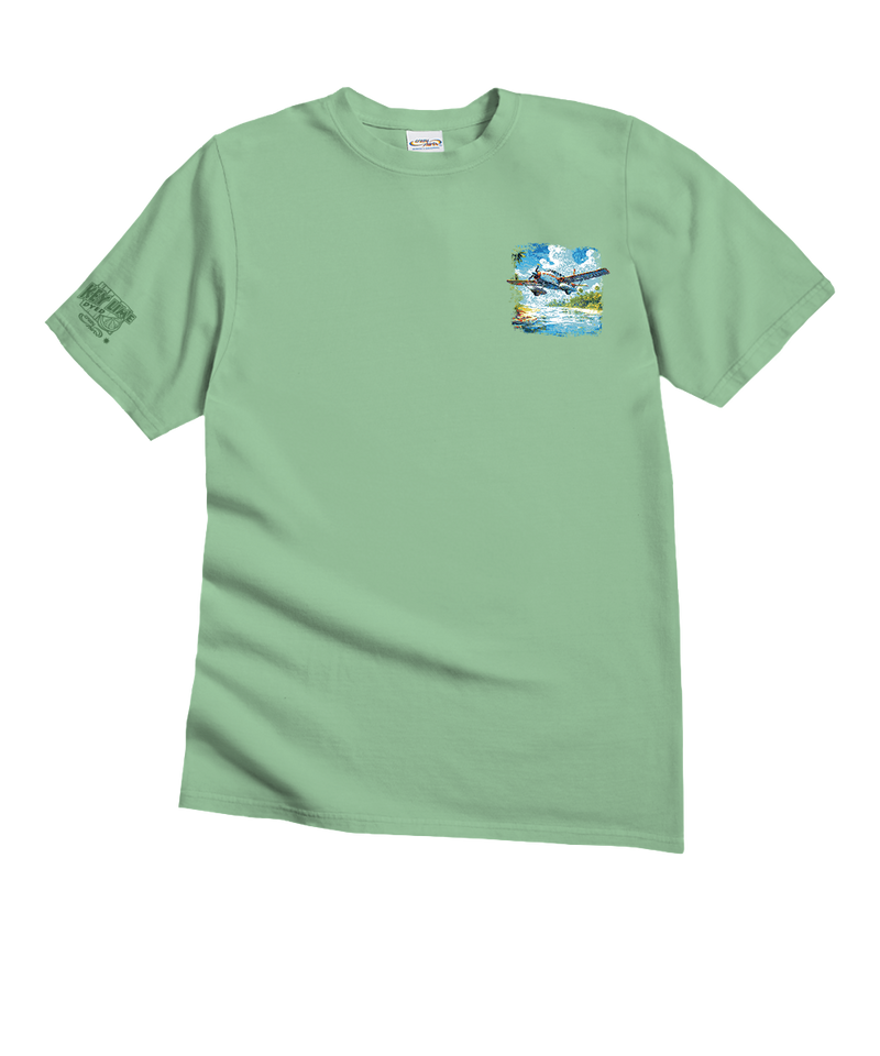 Tropical Seaplane - Key Lime Dyed Short Sleeve Crewneck T-Shirt