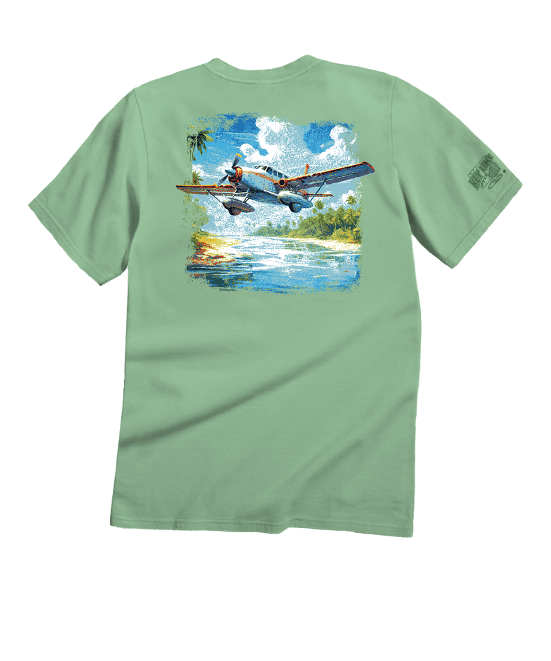 Tropical Seaplane - Key Lime Dyed Short Sleeve Crewneck T-Shirt