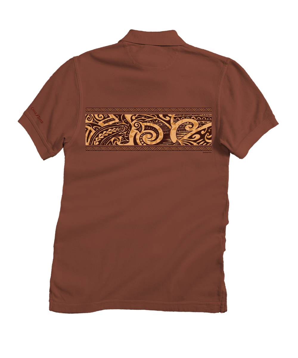 Tribal Nalu Mano Band - Chile Dyed Short Sleeve Oceanfront Polo Shirt