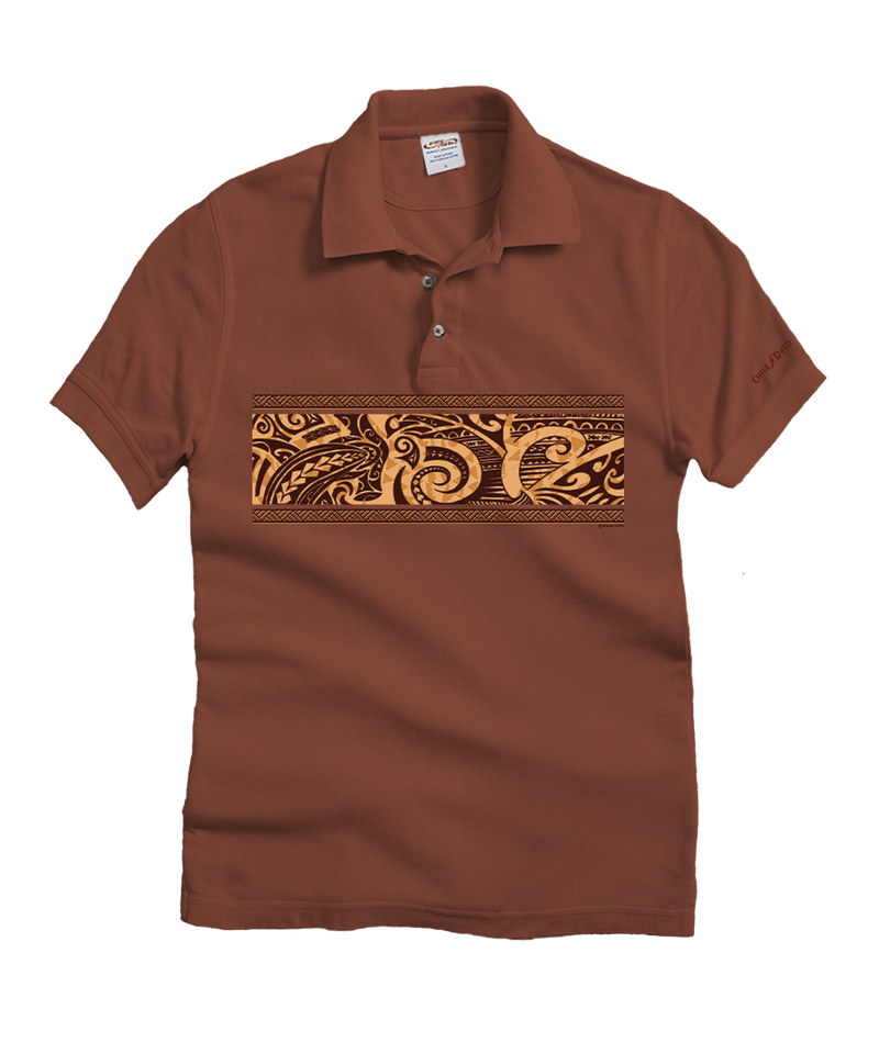 Tribal Nalu Mano Band - Chile Dyed Short Sleeve Oceanfront Polo Shirt