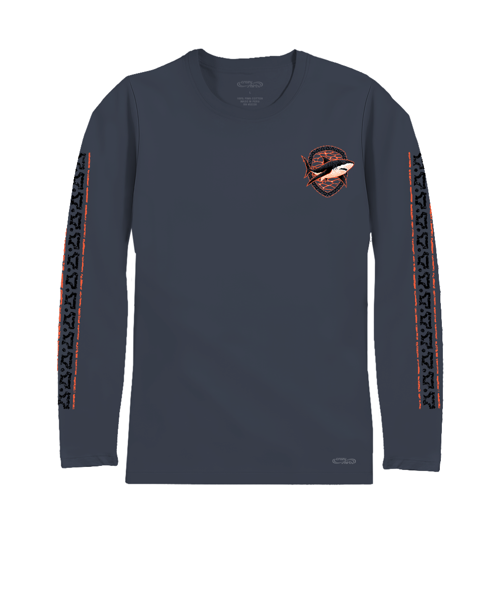Shark Reef Scene - Smoke Long Sleeve Pima T-Shirt