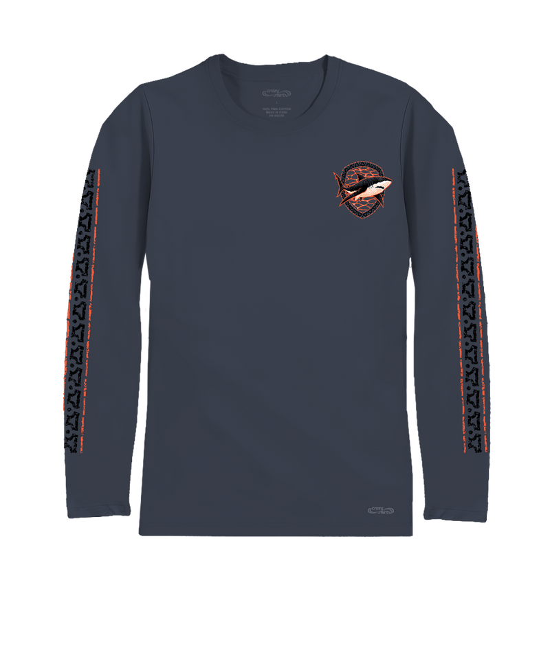 Shark Reef Scene - Smoke Long Sleeve Pima T-Shirt