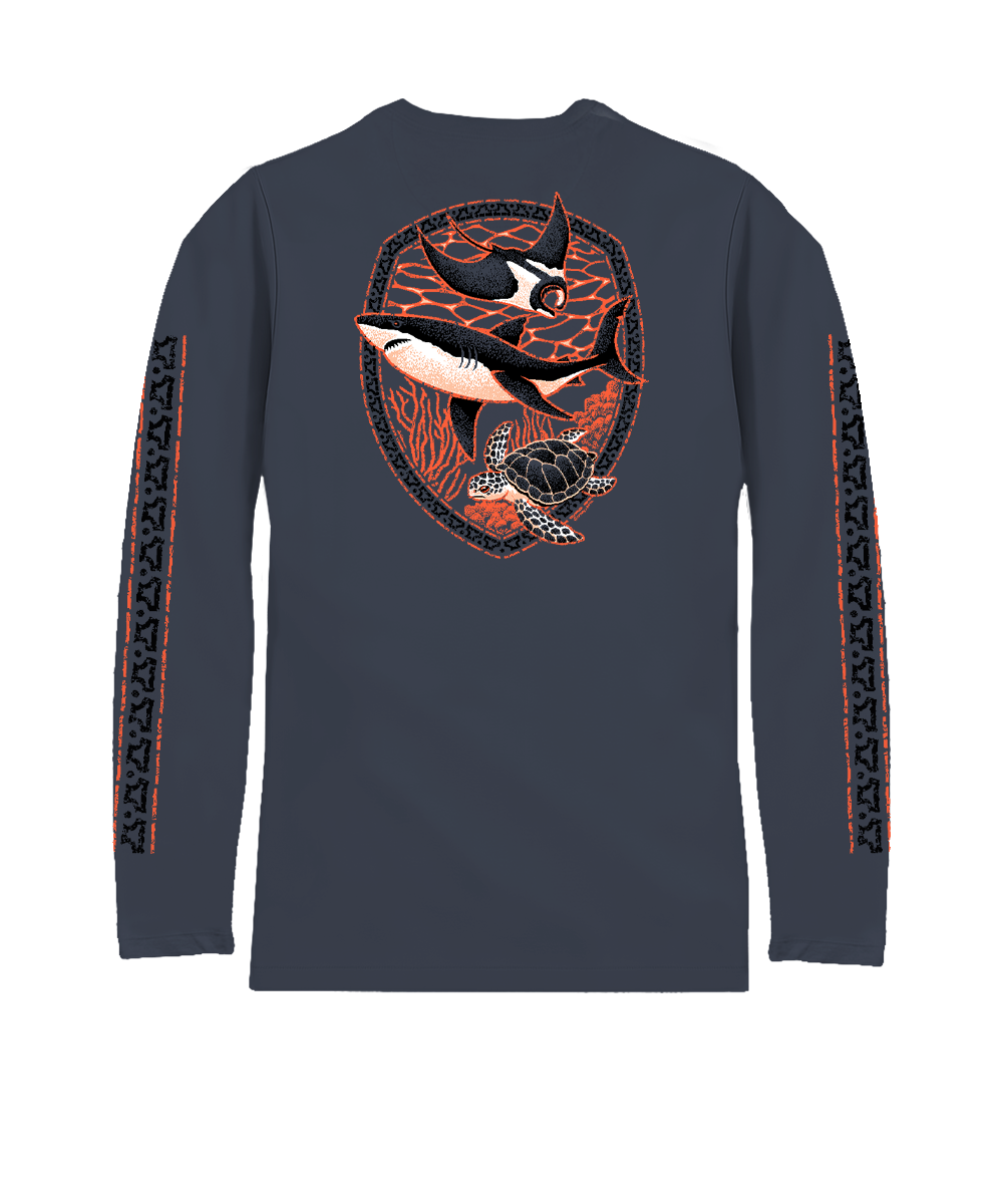 Shark Reef Scene - Smoke Long Sleeve Pima T-Shirt