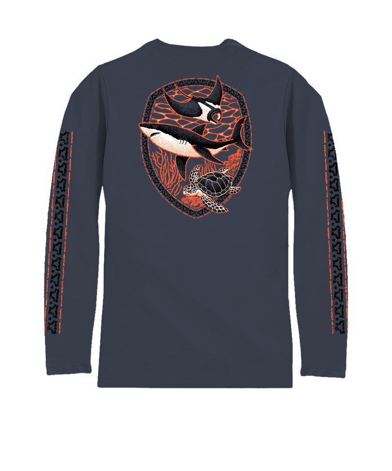 Shark Reef Scene - Smoke Long Sleeve Pima T-Shirt
