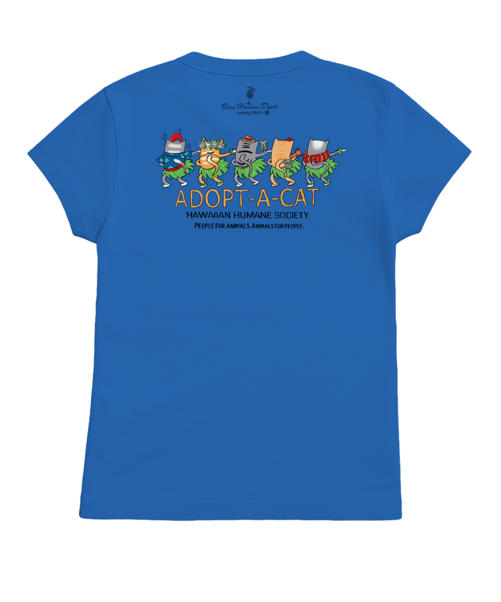 Hawaiian Humane Society Meow Halau - Blue Hawaii Dyed Short Sleeve Crewneck T-Shirt