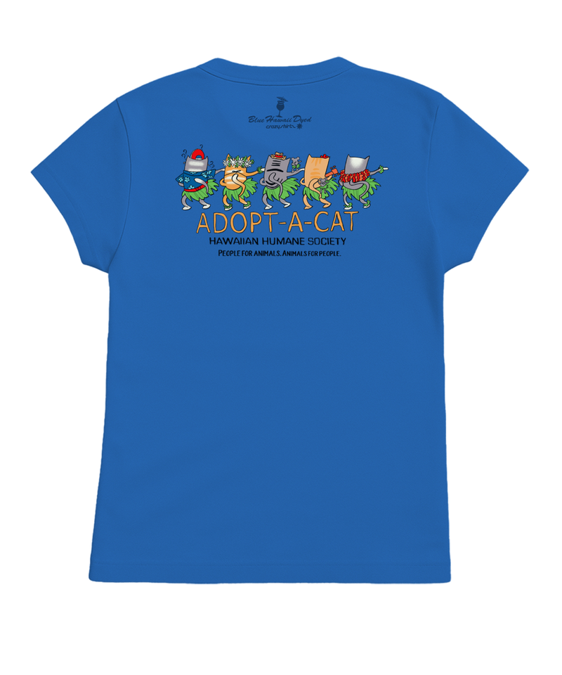 Hawaiian Humane Society Meow Halau - Blue Hawaii Dyed Short Sleeve Crewneck T-Shirt