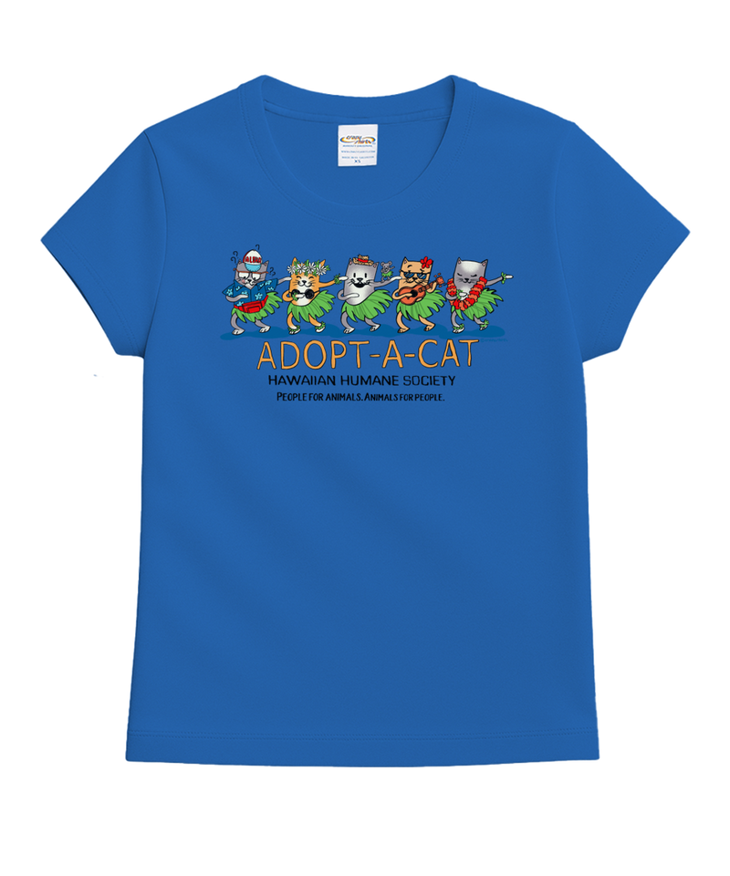 Hawaiian Humane Society Meow Halau - Blue Hawaii Dyed Short Sleeve Crewneck T-Shirt