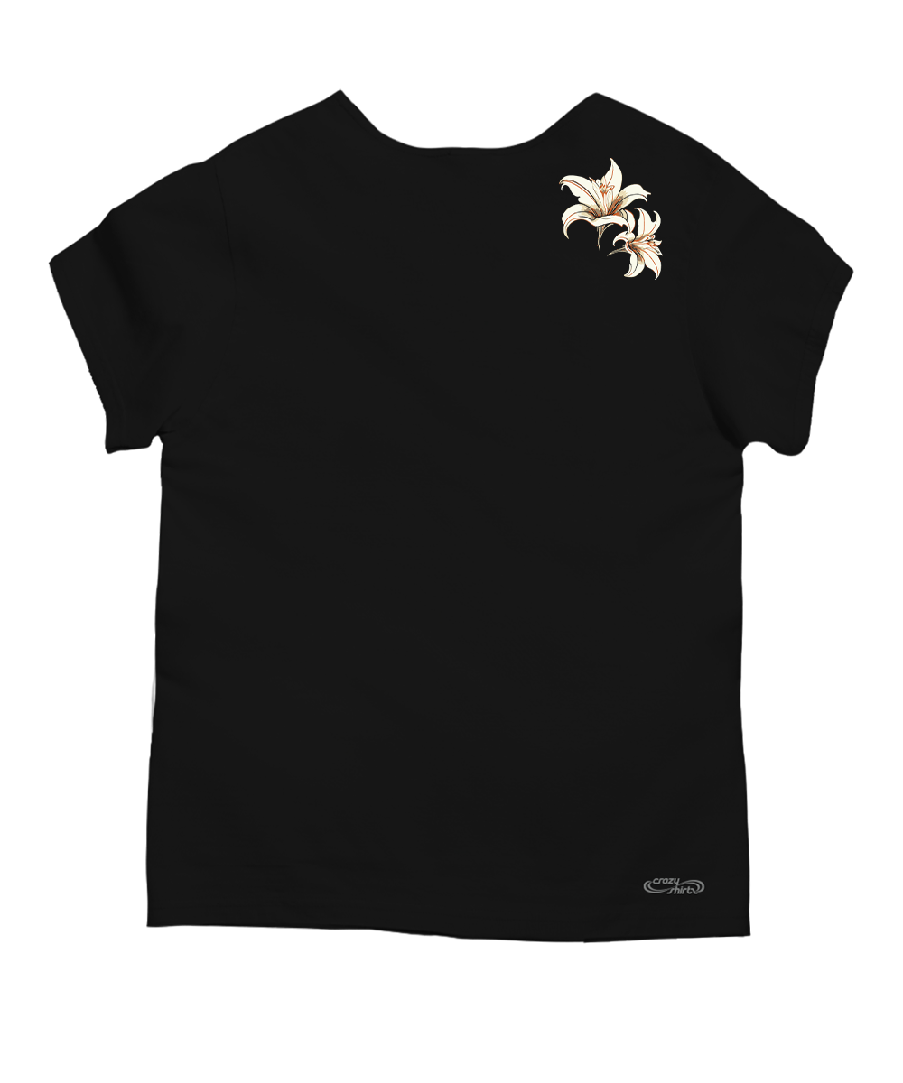Decorative Lilies - Black Short Sleeve Scoop Neck T-Shirt