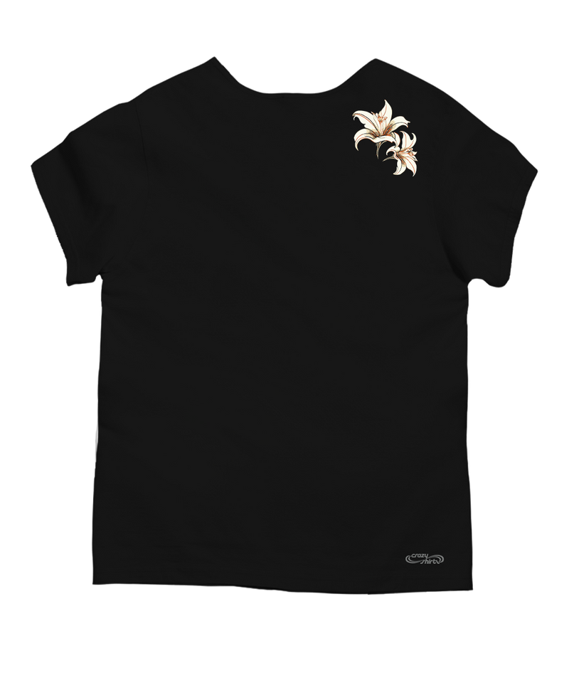 Decorative Lilies - Black Short Sleeve Scoop Neck T-Shirt