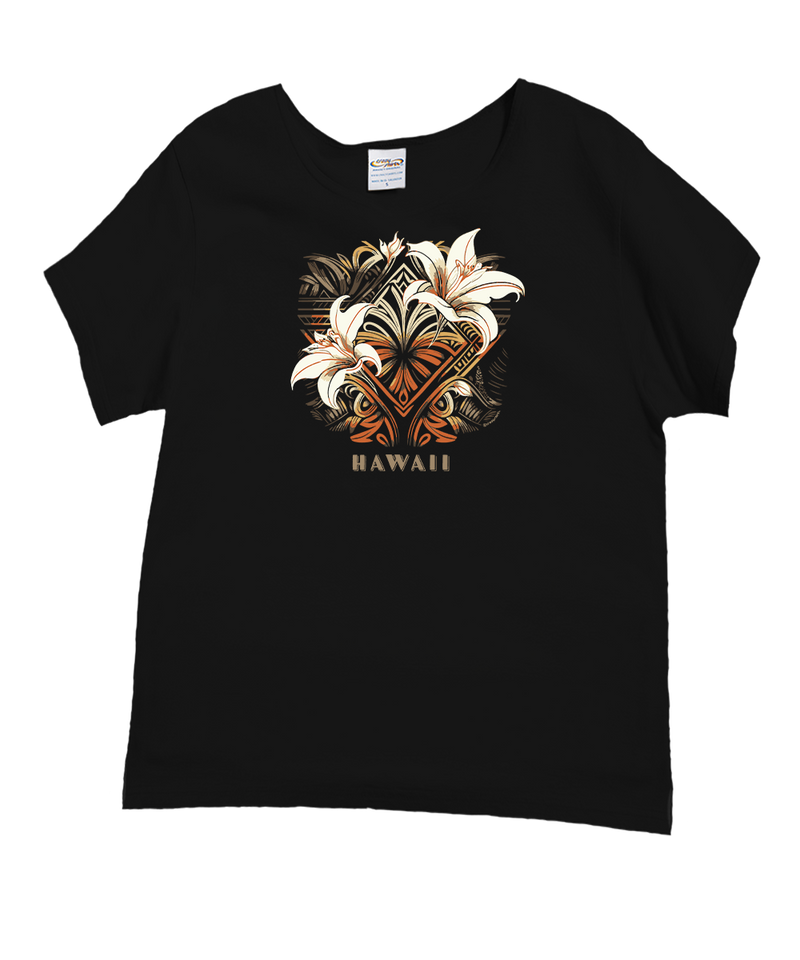 Decorative Lilies - Black Short Sleeve Scoop Neck T-Shirt