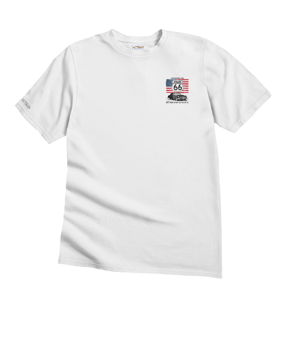 Route 66 - White Short Sleeve Crewneck T-Shirt